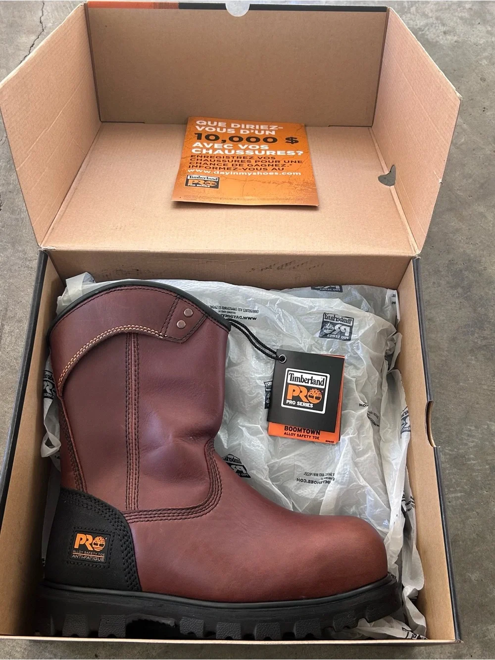 Timberland PRO Men's Brown Work Pull-On Boots with Black Outsole